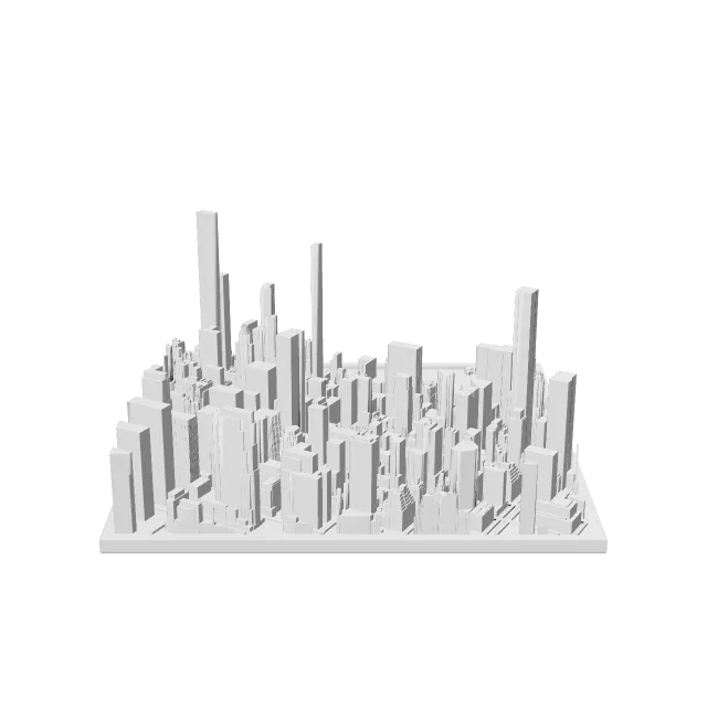 Manhattan 3D City Map – 360° preview, front view, drawn from the designer's file