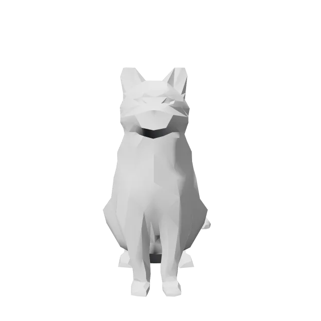 Low Poly Cat 2.0 (Decoration) (No Supports!) – 360° preview, front view, drawn from the designer's file