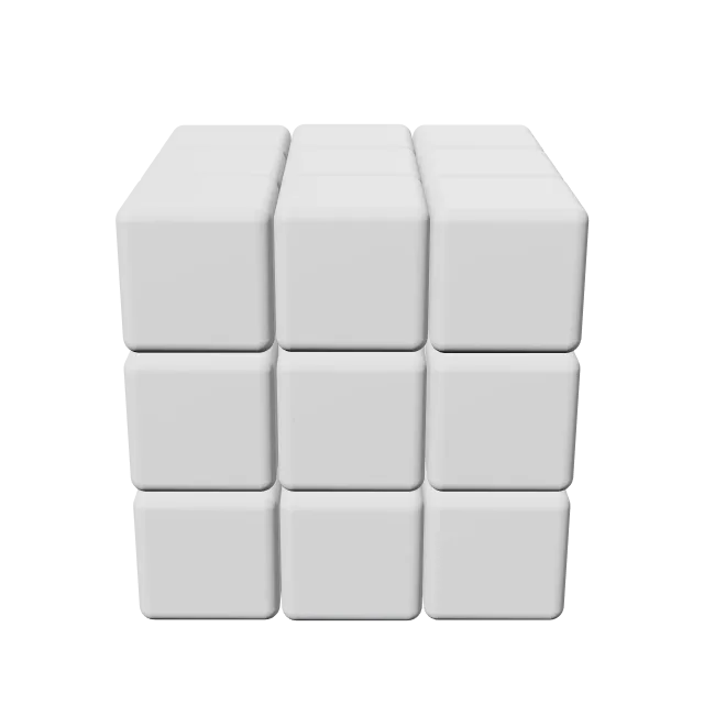 Print-in-Place Rubik's Cube – 360° preview, front view, drawn from the designer's file