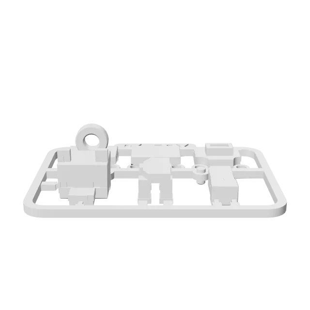 Minecraft-Inspired Fox Mini Figure Kit Card/ Keychain – 360° preview, front view, drawn from the designer's file