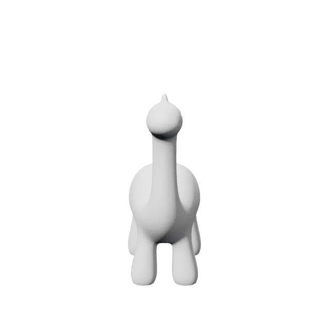 Cute Stylized Dinosaur Toy – 360° preview, front view, drawn from the designer's file