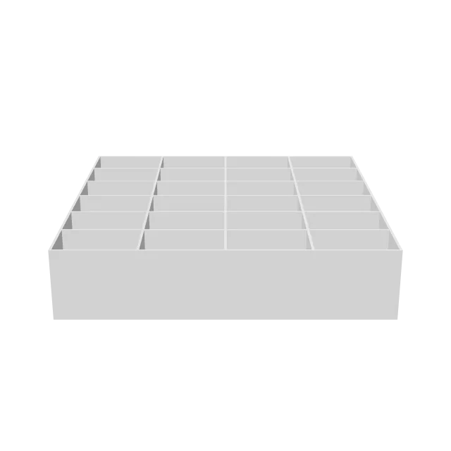 Benchy Display Rack – 360° preview, front view, drawn from the designer's file