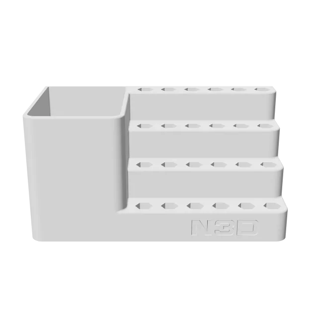 Compact Hex Bit Organizer – 360° preview, front view, drawn from the designer's file