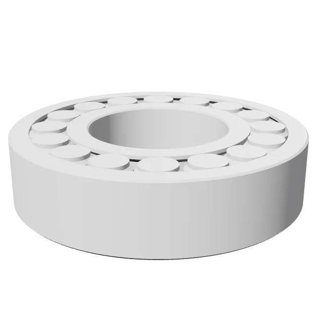 Print-in-Place Roller Bearing Set – 360° preview, front view, drawn from the designer's file