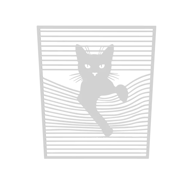 Cat Shadow Wall Art – 360° preview, front view, drawn from the designer's file