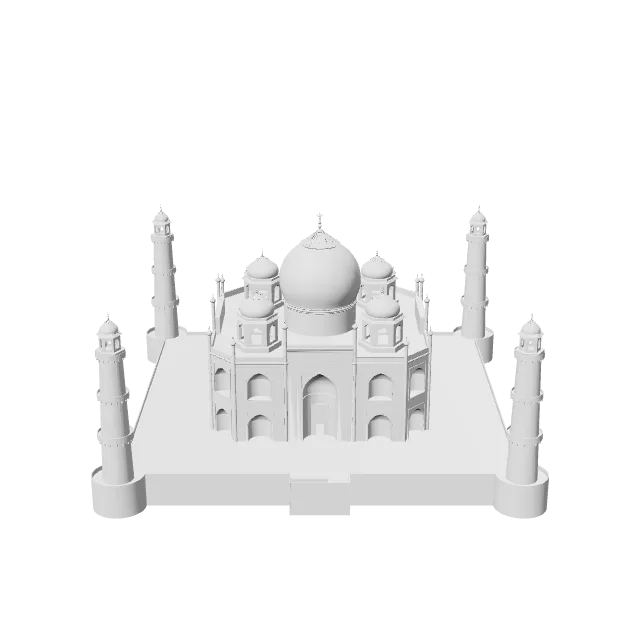 Taj Mahal Model – 360° preview, front view, drawn from the designer's file