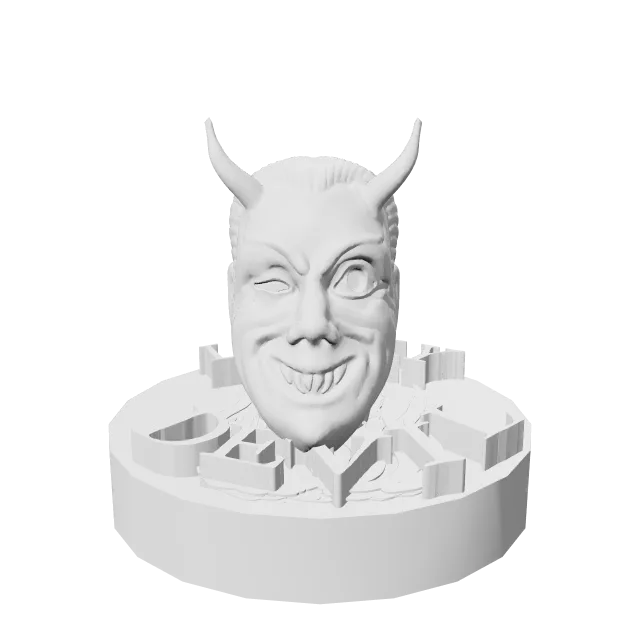 Lucky Devil Bust – 360° preview, front view, drawn from the designer's file