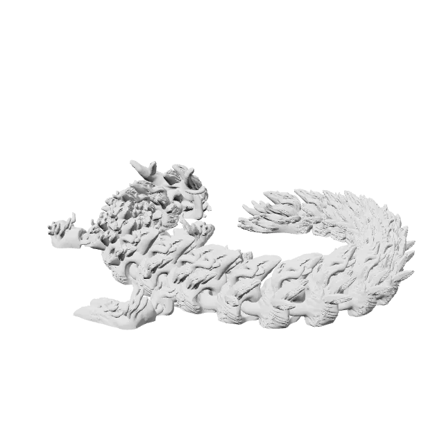 Articulated Poison Dragon – 360° preview, front view, drawn from the designer's file