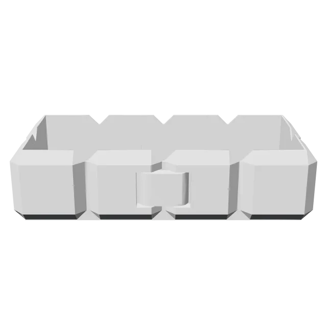 Infinity Cube Display Container – 360° preview, front view, drawn from the designer's file