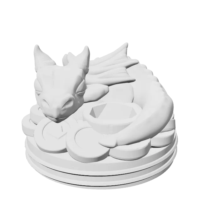 Baby Dragon Dice Guardian – 360° preview, front view, drawn from the designer's file