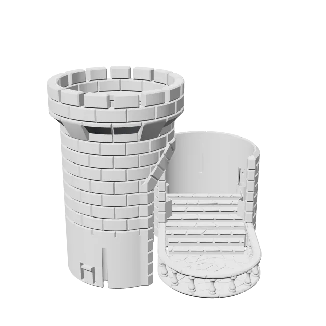 Smash! the Auto-Reload Dice Tower – 360° preview, front view, drawn from the designer's file