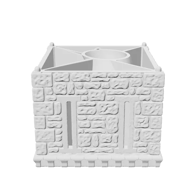 Vogland Castle Dice Tower – 360° preview, front view, drawn from the designer's file