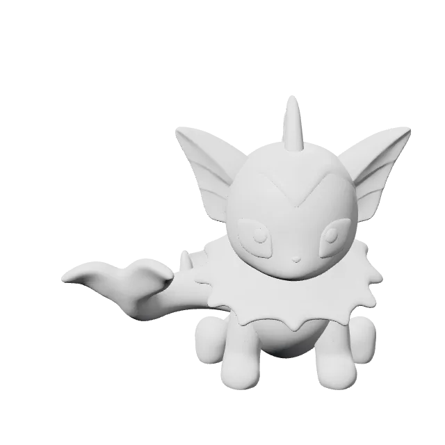 Chibi Vaporeon, Jolteon and Flareon Set – 360° preview, front view, drawn from the designer's file