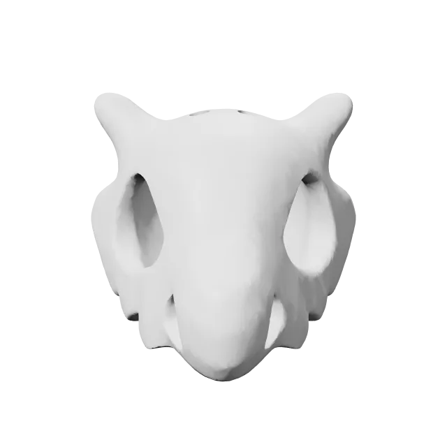 Cubone Pokemon Skull Keychain (Remix) – 360° preview, front view, drawn from the designer's file