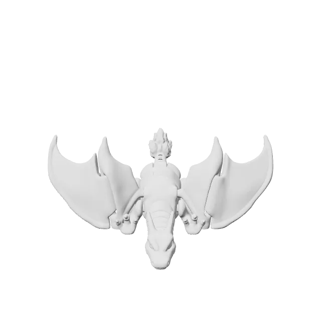Flexi Charizard – 360° preview, front view, drawn from the designer's file