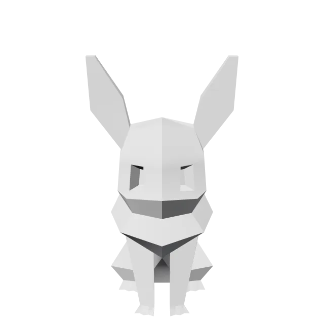 Low-Poly Eevee – 360° preview, front view, drawn from the designer's file