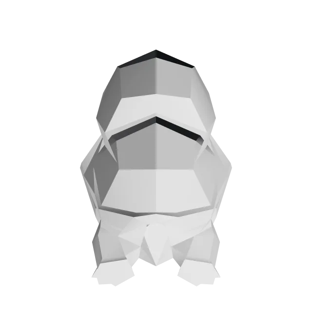 Low-Poly Squirtle – 360° preview, front view, drawn from the designer's file