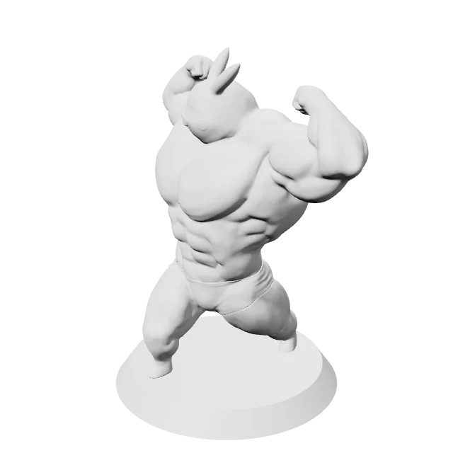 Ultra Swole Pikachu – 360° preview, front view, drawn from the designer's file