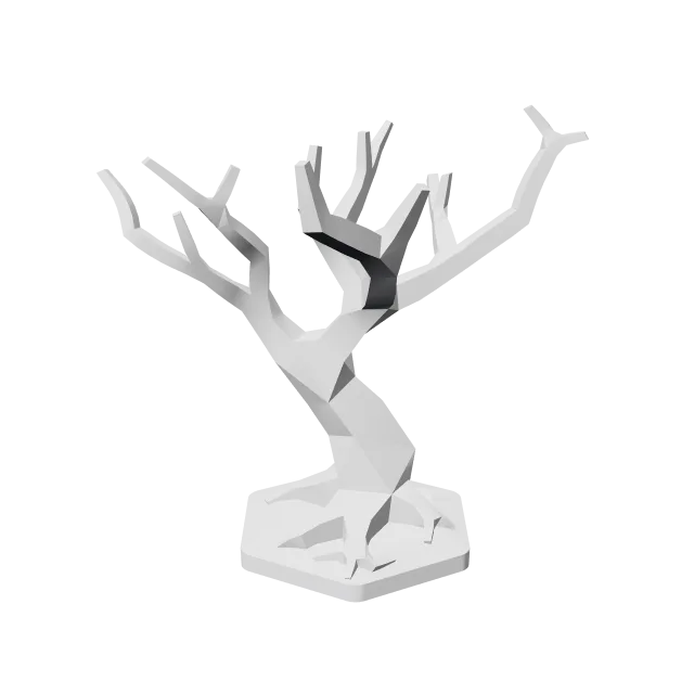 Minimalistic Tree Jewelry & Ring Organizer – 360° preview, front view, drawn from the designer's file