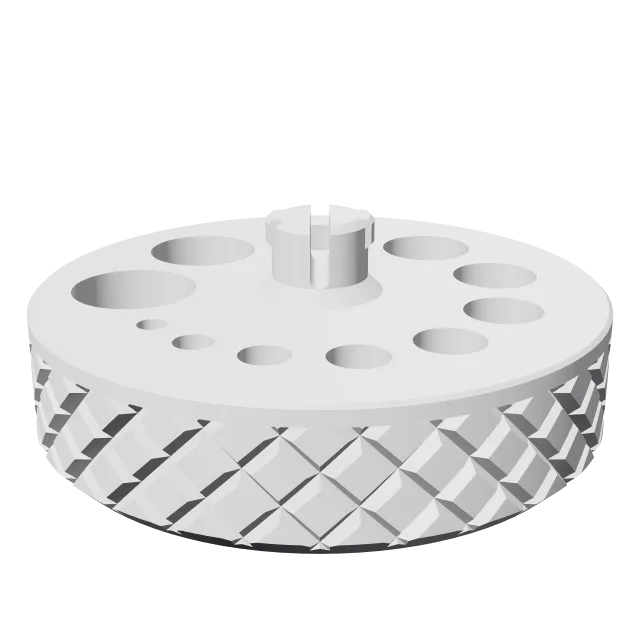 Drill Guide and Dust Catcher – 360° preview, front view, drawn from the designer's file