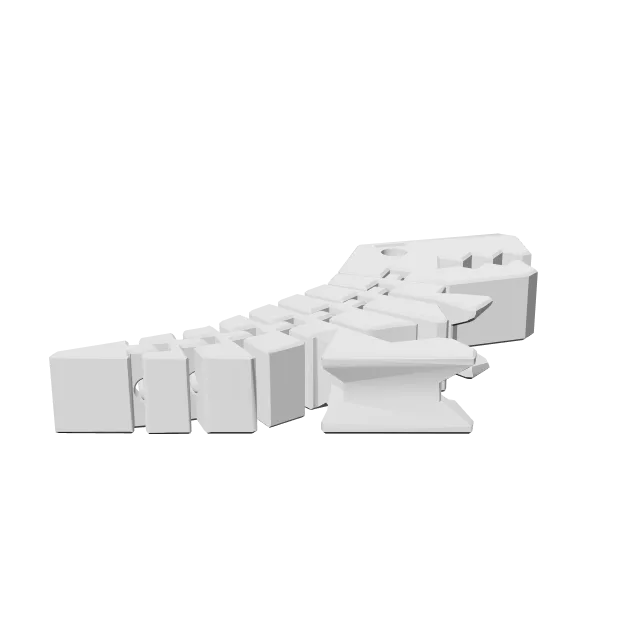 Flexi Rex with Stronger Links – 360° preview, front view, drawn from the designer's file