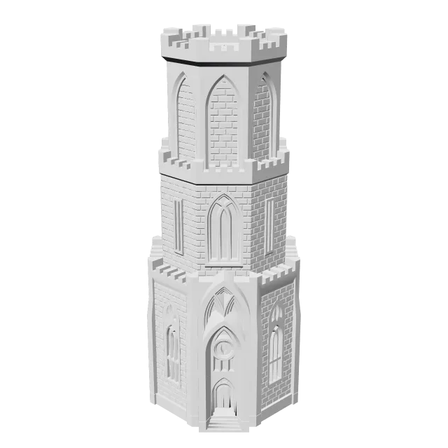 Dracula's Tower Puzzle Box – 360° preview, front view, drawn from the designer's file