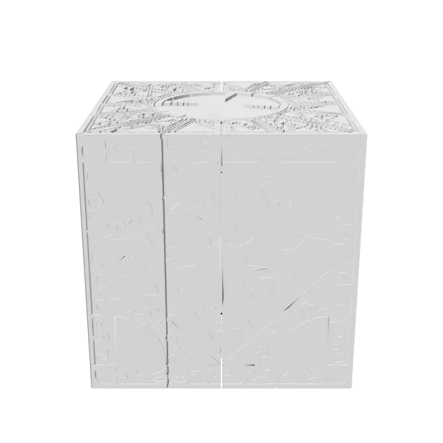 Puzzle Box – 360° preview, front view, drawn from the designer's file