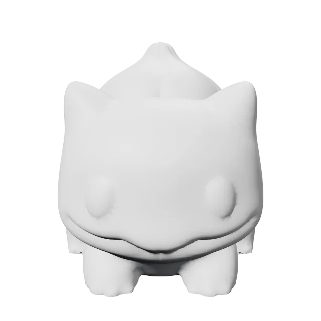 Bulbasaur Pokemon Mini Figure – 360° preview, front view, drawn from the designer's file