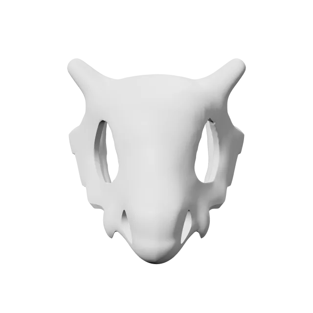 Cubone Pet Mask – 360° preview, front view, drawn from the designer's file