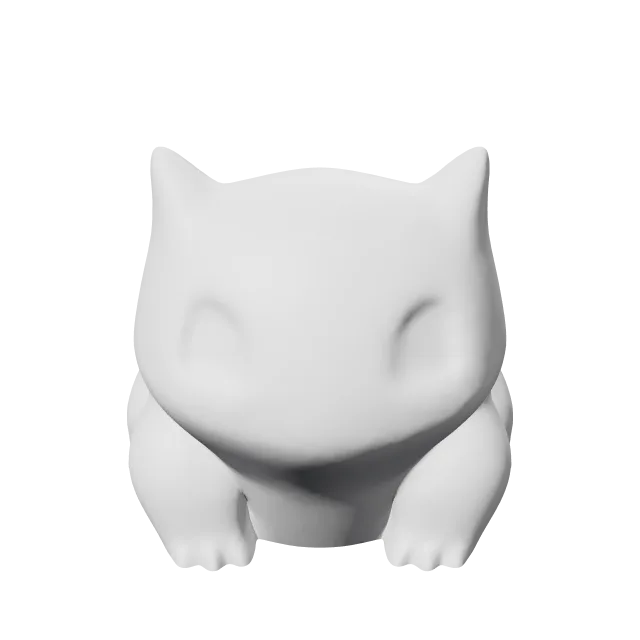 Bulbasaur Pokemon Planter – 360° preview, front view, drawn from the designer's file