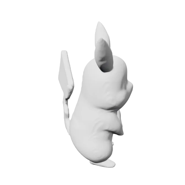 Pikachu Pokemon Figure – 360° preview, front view, drawn from the designer's file