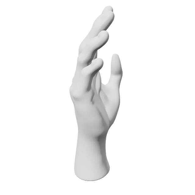 Hand Ring Holder – 360° preview, front view, drawn from the designer's file