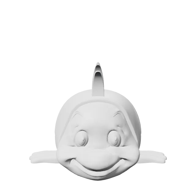 Flexi Flounder - Little Mermaid Articulated Toy – 360° preview, front view, drawn from the designer's file