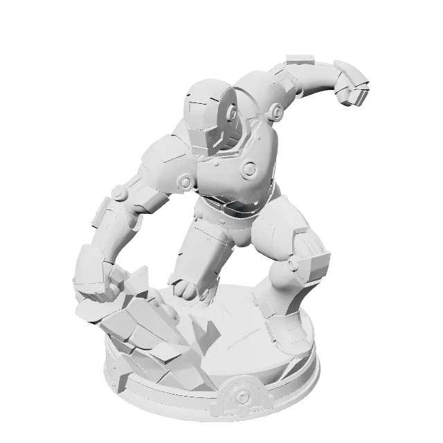 Iron Man Statue – 360° preview, front view, drawn from the designer's file