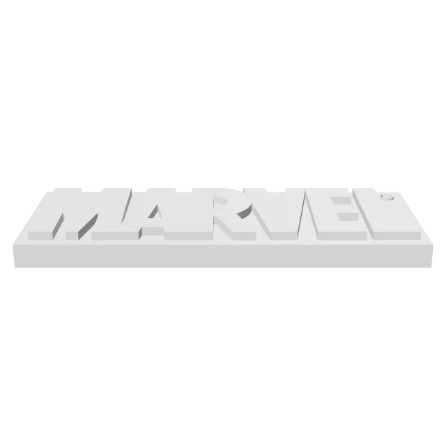 Marvel Logo Plaque – 360° preview, front view, drawn from the designer's file