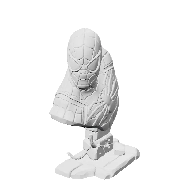 Spider-Man Bust – 360° preview, front view, drawn from the designer's file