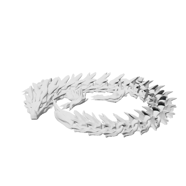 Water Dragon Articulated Figure – 360° preview, front view, drawn from the designer's file
