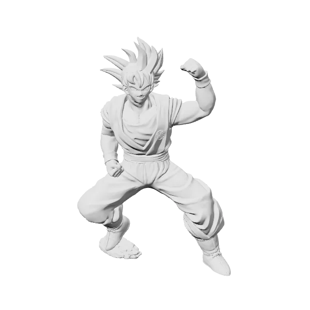 Goku Fight Pose Support Free Remix – 360° preview, front view, drawn from the designer's file