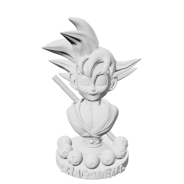 Kid Goku Dragon Ball Bust – 360° preview, front view, drawn from the designer's file