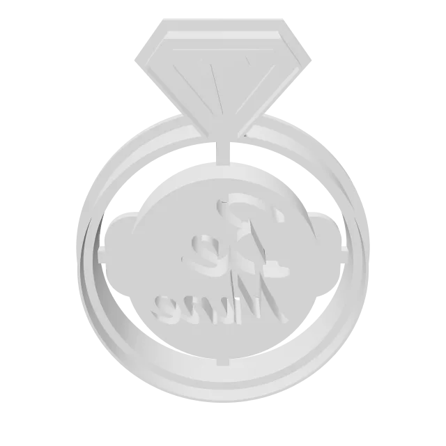 Be Mine Ring Cookie Cutter – 360° preview, front view, drawn from the designer's file
