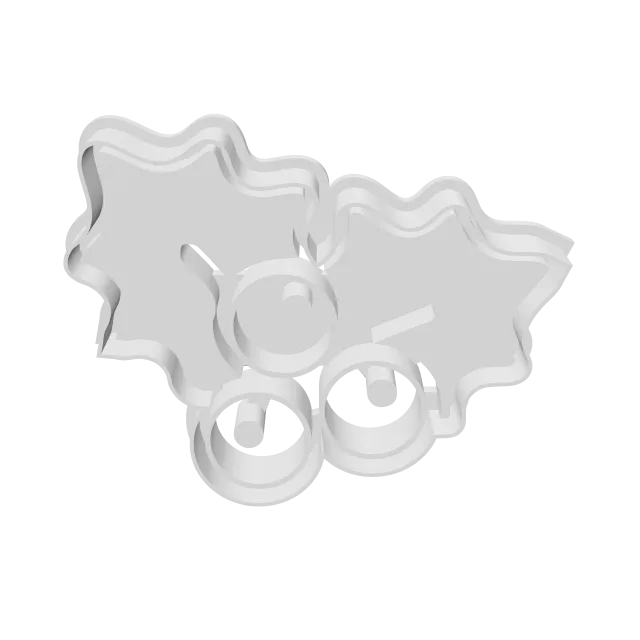 Holly Cookie Cutter – 360° preview, front view, drawn from the designer's file