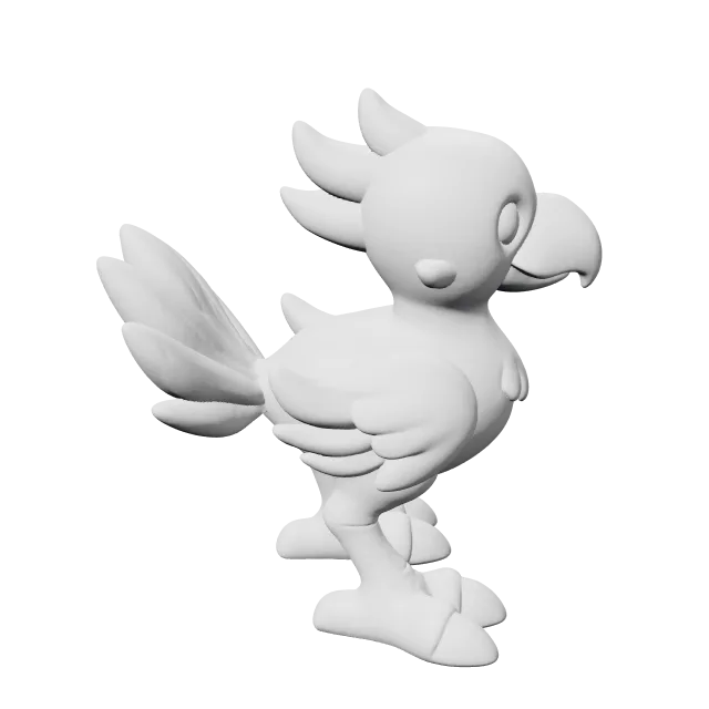 Chocobo Fan Art - Final Fantasy – 360° preview, front view, drawn from the designer's file