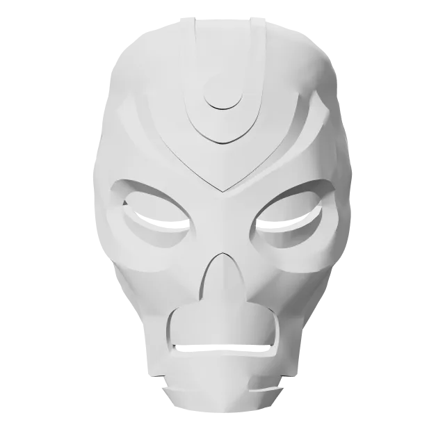 Wearable Skyrim Dragon Priest Mask – 360° preview, front view, drawn from the designer's file