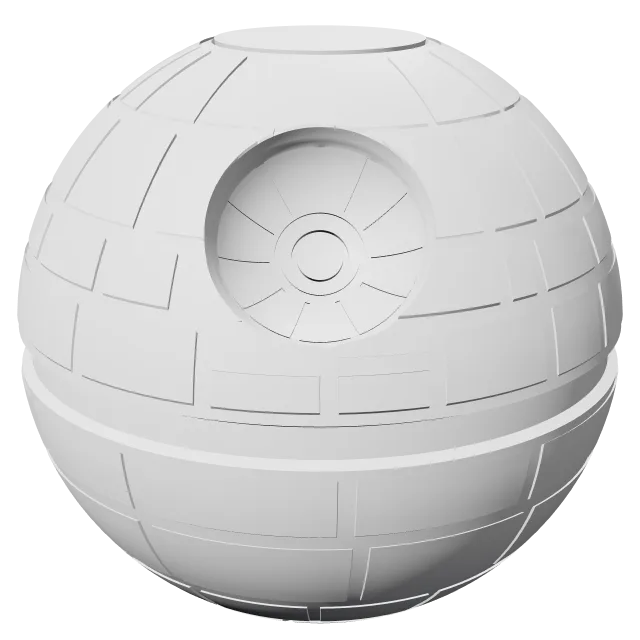 Death Star Fidget Spinner – 360° preview, front view, drawn from the designer's file