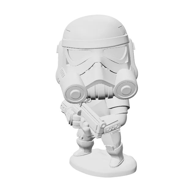 Chibi Stormtrooper Figure – 360° preview, front view, drawn from the designer's file