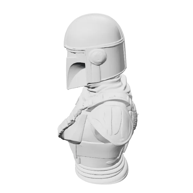 Mandalorian Din Djarin Bust – 360° preview, front view, drawn from the designer's file