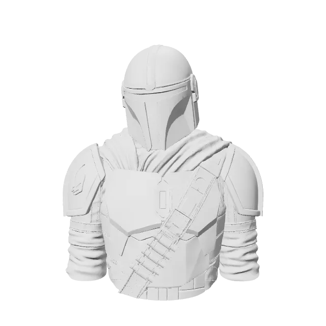 The Mandalorian Bust – 360° preview, front view, drawn from the designer's file