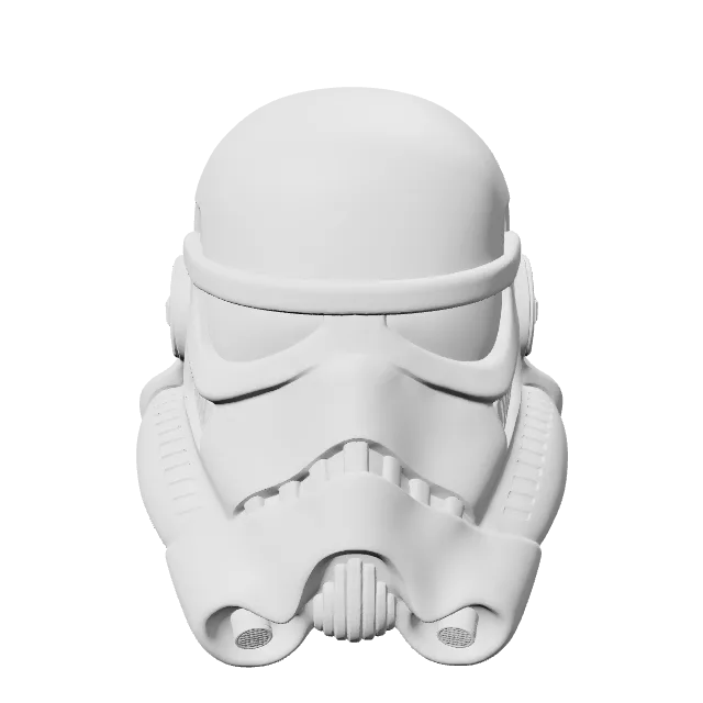 Stormtrooper Helmet on Pedestal – 360° preview, front view, drawn from the designer's file