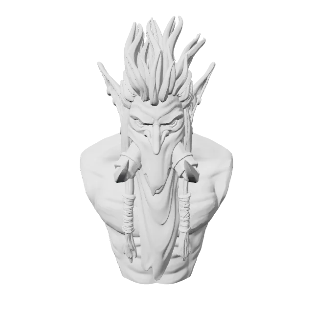 Zul 'Jin Bust - World of Warcraft – 360° preview, front view, drawn from the designer's file