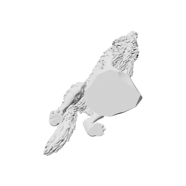 Howling Wolf Miniature – 360° preview, front view, drawn from the designer's file